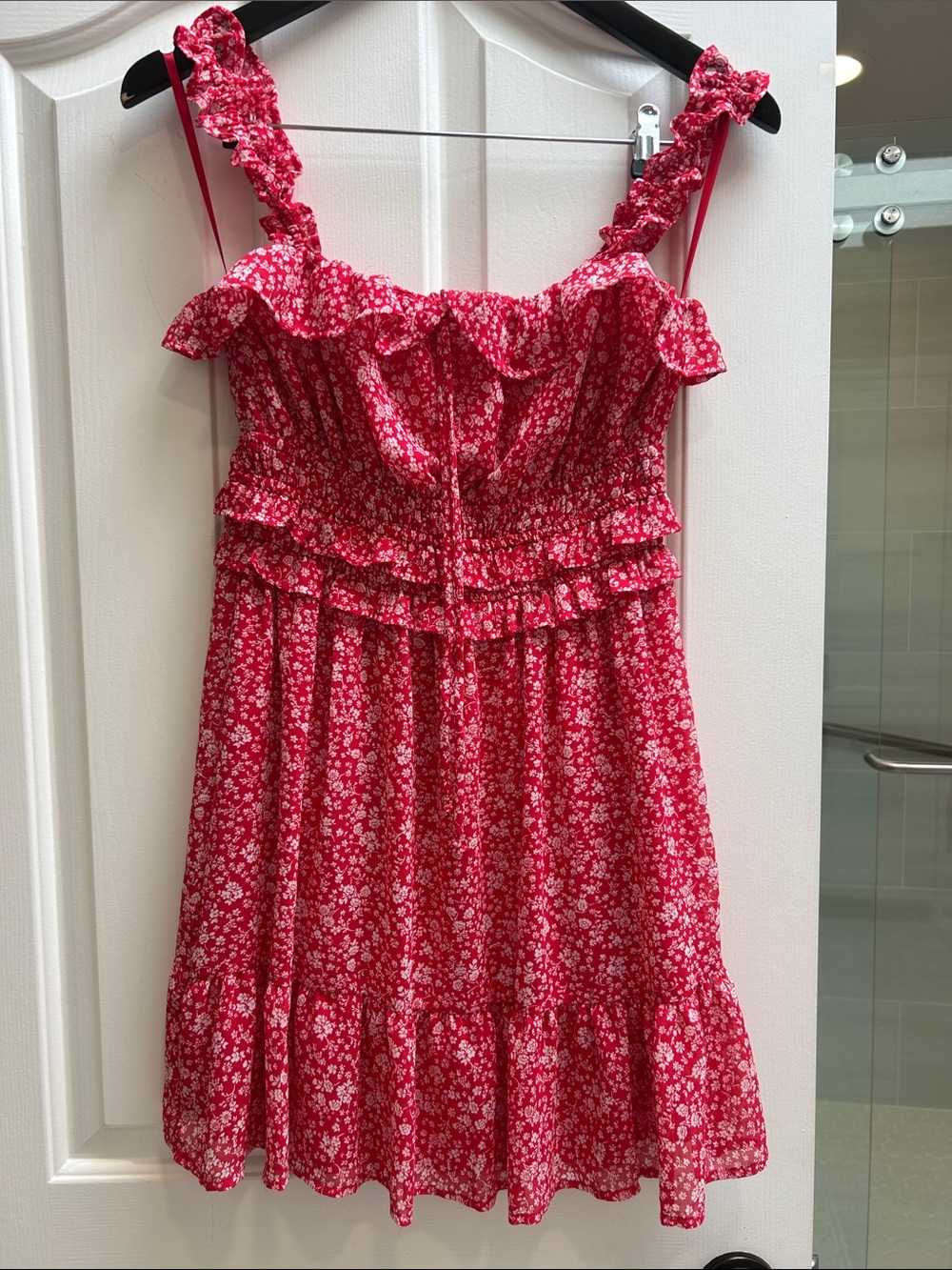 City Triangles Red Floral Ruffle Summer Dress